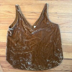 LOFT Crushed Velvet Mustard Gold Camisole